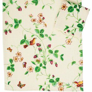 April Cornell Tea Towel Strawberry Fields Cream
